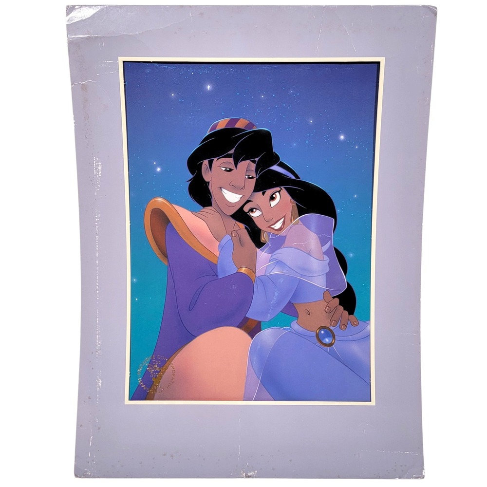 VTG 90s Disney Aladdin Jasmine Lithograph Print 1993 12x16‎ Art Collectible